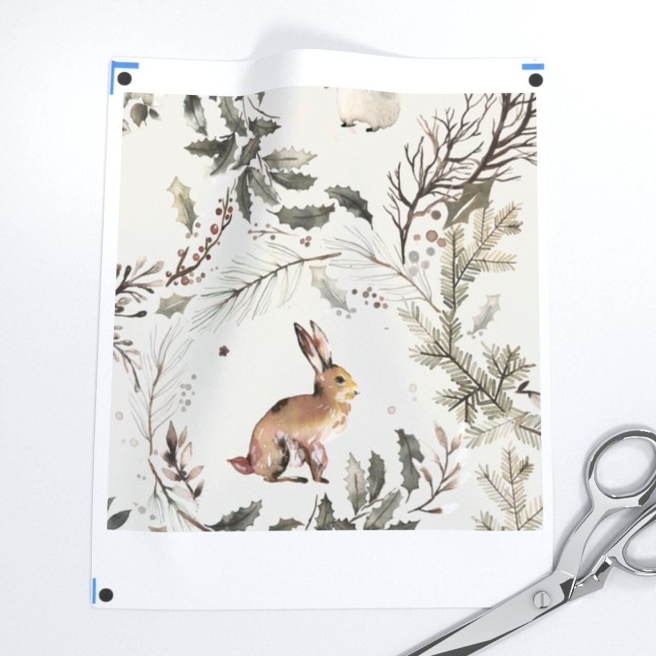 Winter Nature Forest Animals Botanical Nautral Moose Squirrel Fox Deer Forest Animals Custom Printed Fabric by Spoonflower Various Fabrics by the Yard or Fat Quarter